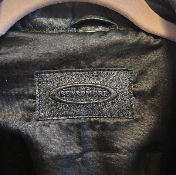 Vintage 90s Oversized Black Leather Jacket Trench - Picture 4 of 4